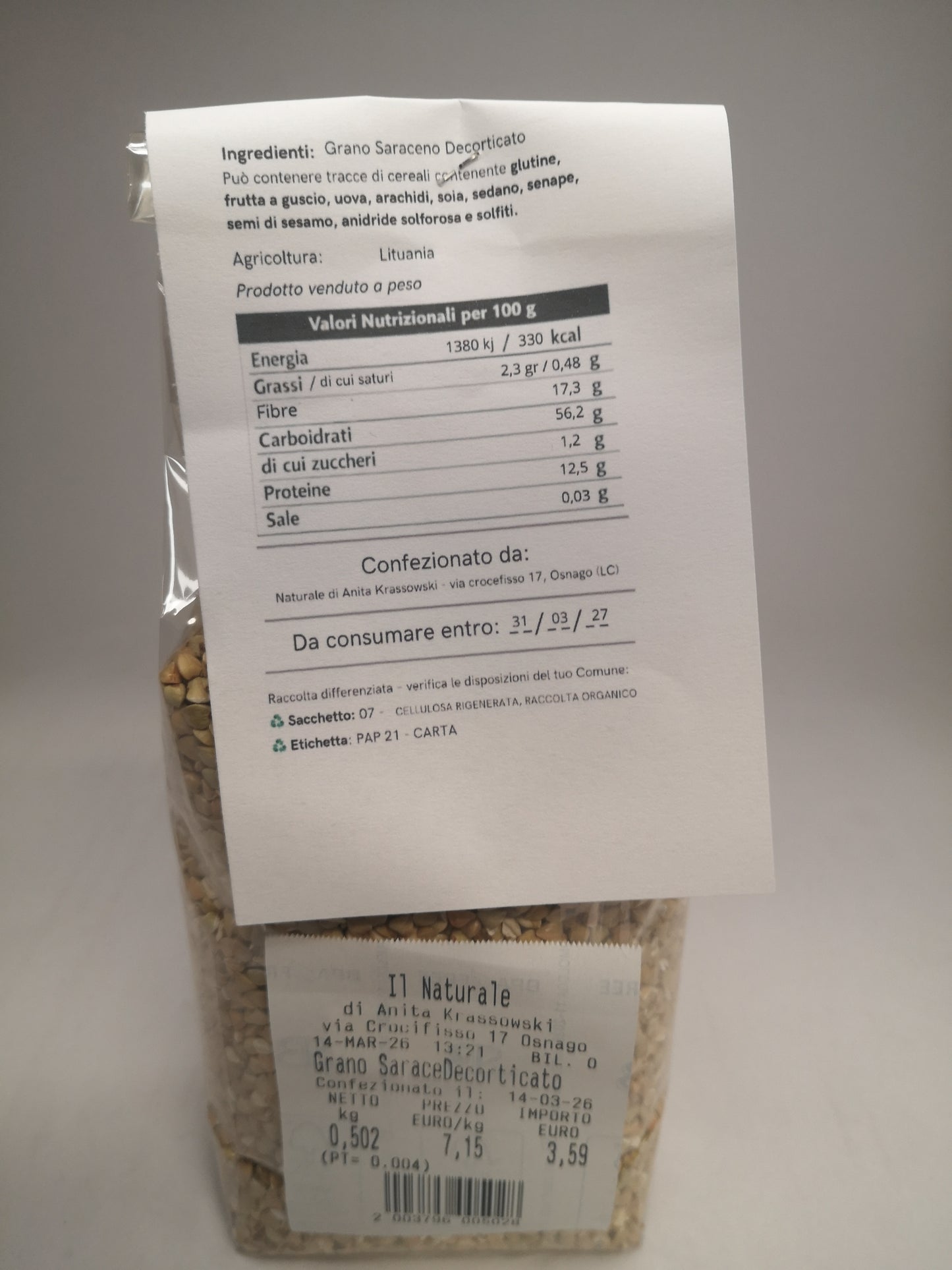 Grano Saraceno decorticato 500 gr - Il Naturale
