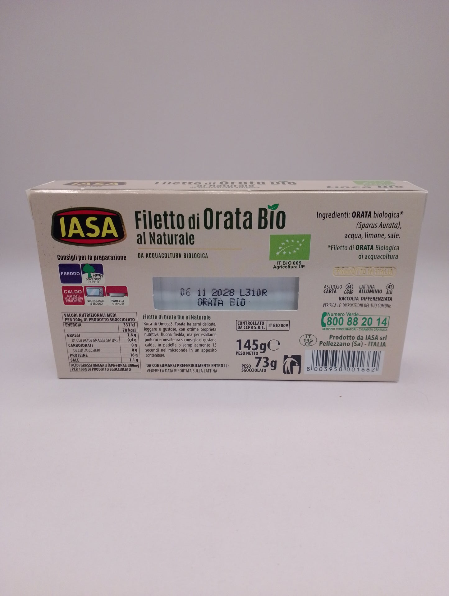 Filetto di orata al naturale 145 gr - Iasa