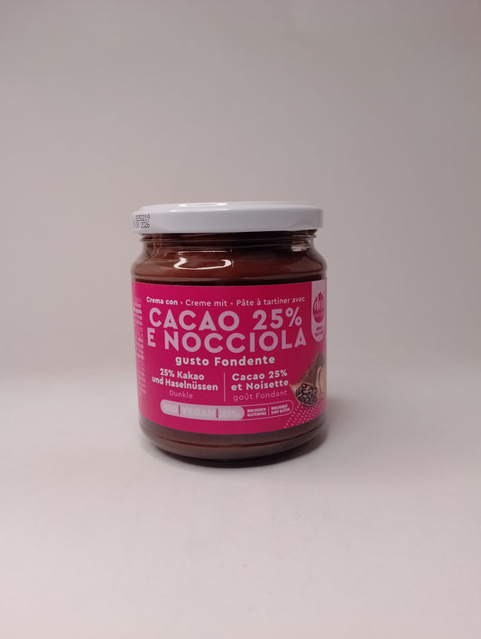 Crema con Cacao 25% e
 Nocciole Gusto Fondente 300 gr