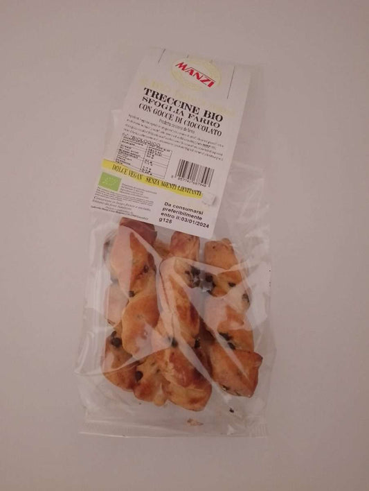 Treccine vegan sfoglia farro con gocce di cioccolato 125 gr