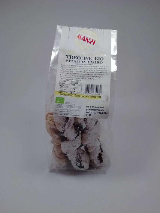 Treccine vegan sfoglia farro con uvetta 125 gr
