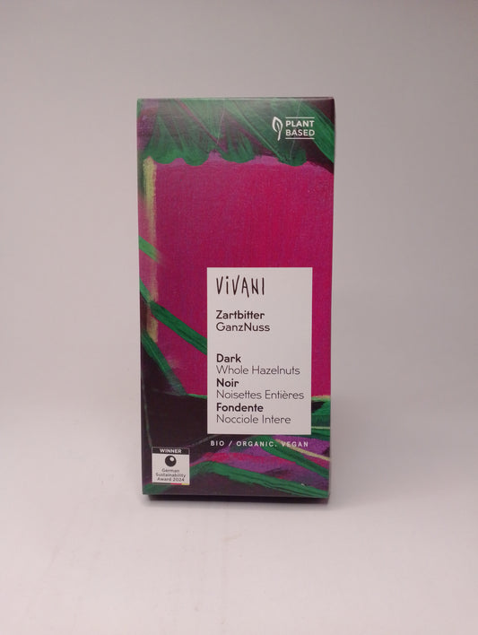 Cioccolato fondente con nocciole intere Vivani 100 gr - Vivani