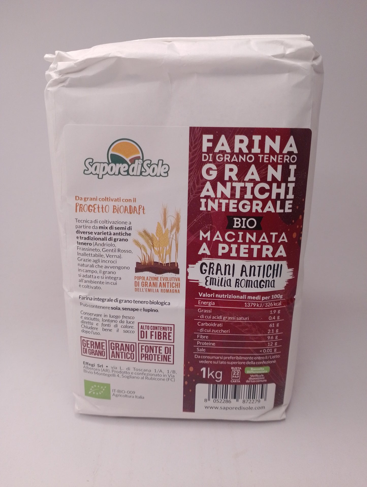 Farina grani antichi di Romagna Integrale bio 1 Kg - Sapore di Sole