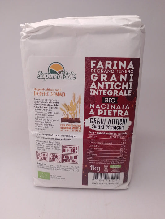 Farina grani antichi di Romagna Integrale bio 1 Kg - Sapore di Sole
