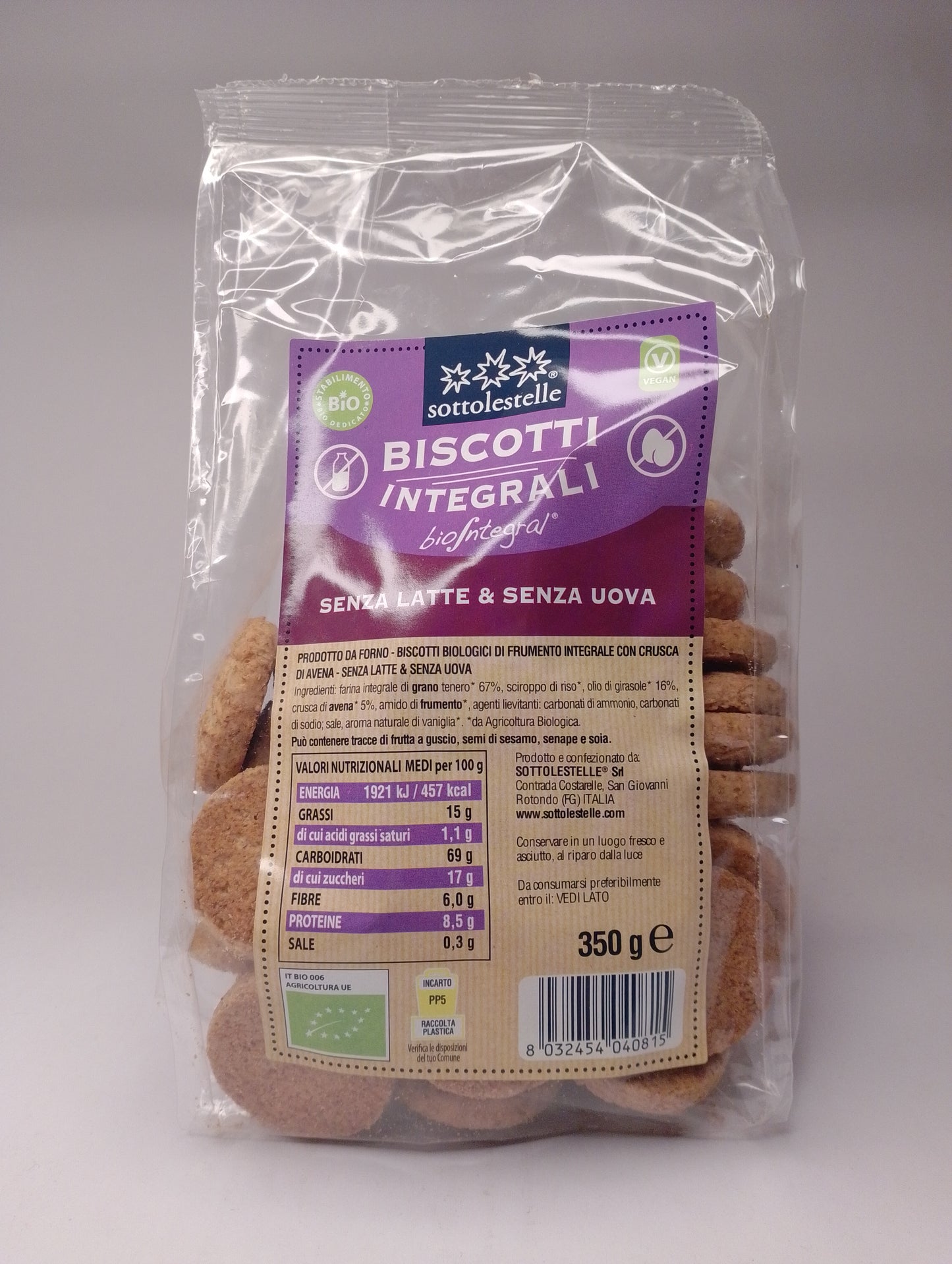 Biscotti integrali bio 350 gr - Sottolestelle