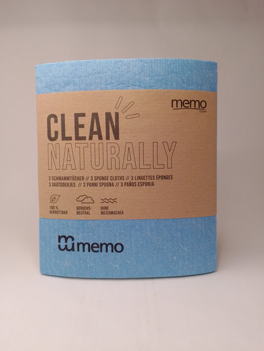 Panni spugna biodegradabili - Memo Clean 3pezzi - Memo Clean