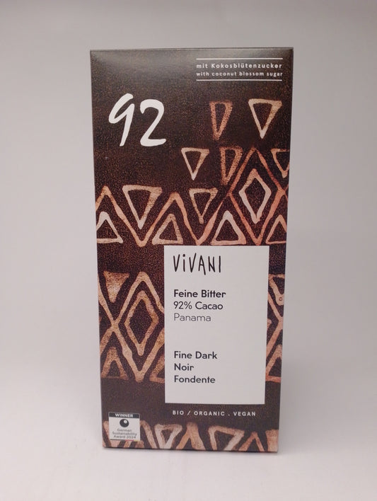 Cioccolato Fondente 92% 80 gr - Vivani