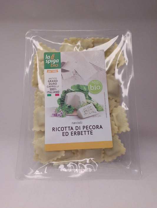 Ravioli di grano duro Cappelli con erbette e ricotta di pecora 250 gr - La spiga bio