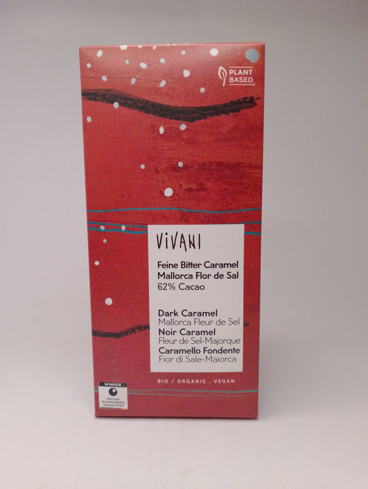 Cioccolato fondente 62% caramello e sale marino Bio 80g - Vivani
