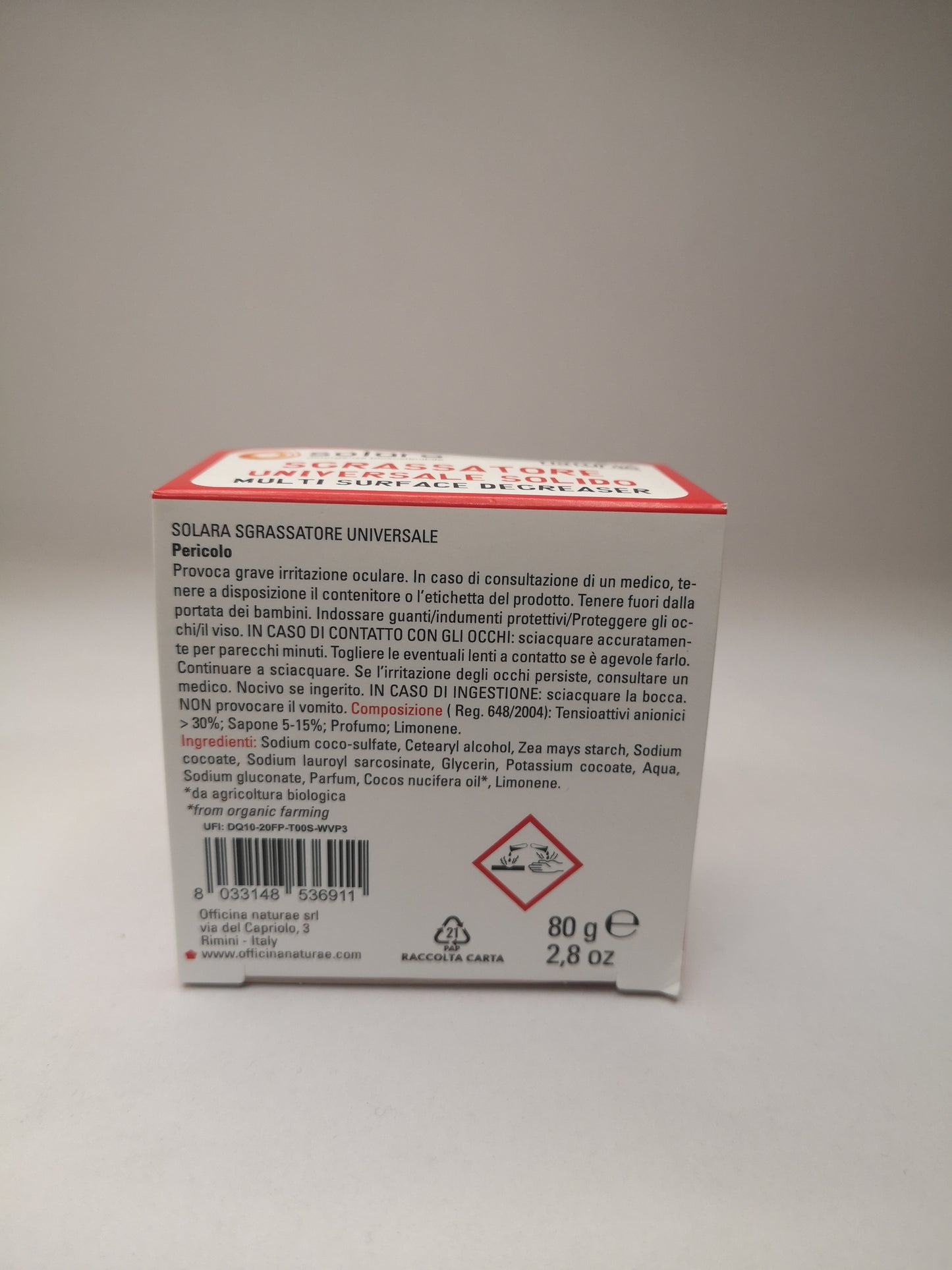 Sgrassatore SOLIDO 80gr universale - Officina Naturae