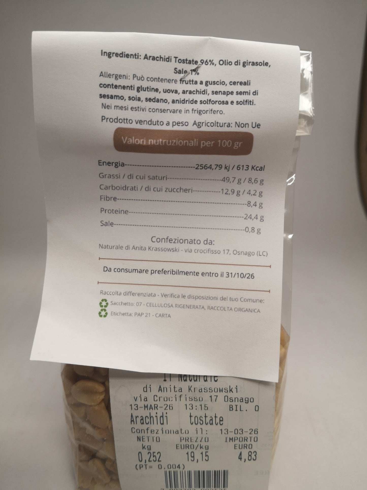 Arachidi sgusciate tostate salate 250 gr Non Ue - Il Naturale