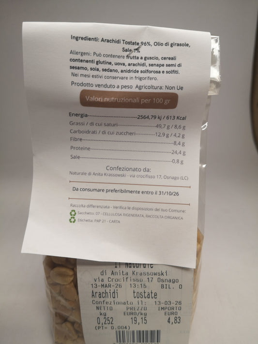 Arachidi sgusciate tostate salate 250 gr Non Ue - Il Naturale