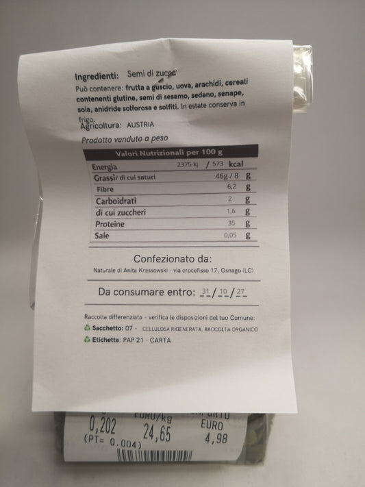 Semi di Zucca 200 gr - Il Naturale